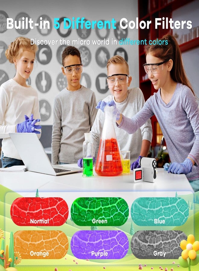 Hideal HP60 IPS Microscope for Kids: [Auto On & Off] [3-in-1] 2" Portable Handheld Microscope Miniscope, Pocket Mini Scope Educational Science Kit, Christmas Birthday Gifts for Kids, PC View, White - Image 4